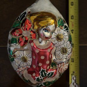 Christopher Radko Winter Sweetness Christmas Ornament 6” Girl With Flower